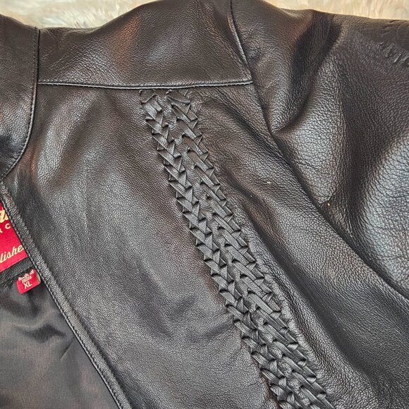 Indian Motorcycle Black Braided Leather Jacket - Picture 10 of 14
